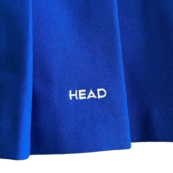 Vintage HEAD Solid ROYAL BLUE pleated mini skirt Medium BALLETCORE Barbicore - Picture 6 of 16